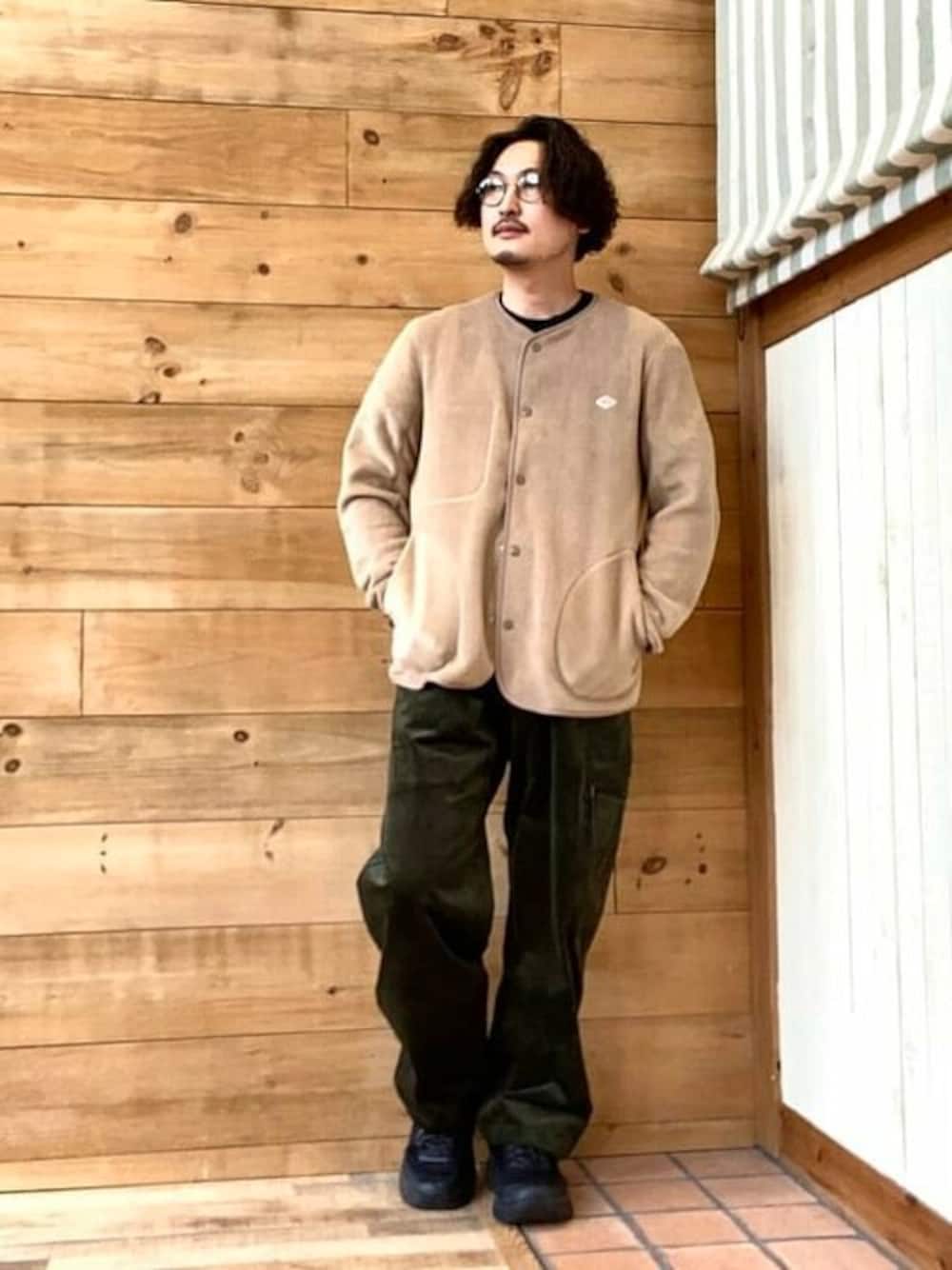 DANTON フリース ノーカラーカーディガン DANTON ダントン ノーカラー