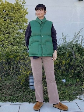 「B:MING by BEAMS（ビーミングバイビームス）のB:MING by BEAMS / 河田ダウン 撥水 マウンテン ダウン ベスト（ダウンベスト）」を使った、B:MING by BEAMS MENさん（レディース・160cm）の秋コーディネート