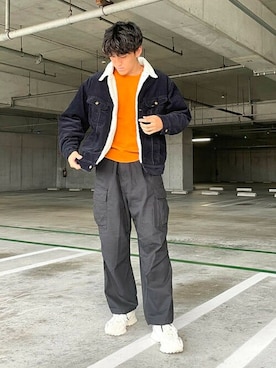 「Lee（リー）のアイテム（ブルゾン）」を使った、B:MING by BEAMS MENさん（メンズ・182cm）の冬コーディネート
