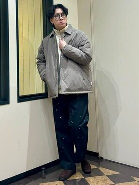 「UNIVERSAL OVERALL（ユニバーサルオーバーオール）のアイテム（ジャケット/アウター）」を使った、B:MING by BEAMS MENさん（メンズ・178cm）の冬コーディネート
