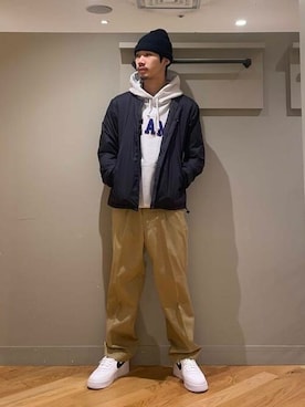 「DANTON（ダントン）のアイテム（ブルゾン）」を使った、B:MING by BEAMS MENさん（メンズ・171cm）の冬コーディネート