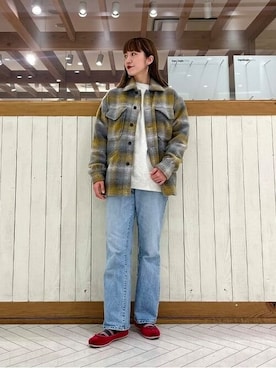 「PENDLETON（ペンドルトン）のアイテム（ジャケット/アウター）」を使った、B:MING by BEAMS MENさん（レディース・163cm）の冬コーディネート