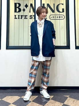 「PENDLETON（ペンドルトン）のアイテム（パンツ）」を使った、B:MING by BEAMS MENさん（レディース・161cm）の春コーディネート