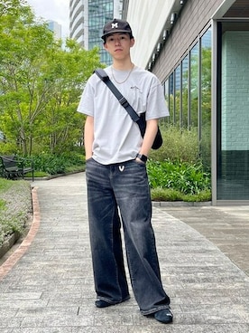 「WILD THINGS（ワイルドシングス）のアイテム（トップス）」を使った、B:MING by BEAMS MENさん（メンズ・174cm）の夏コーディネート