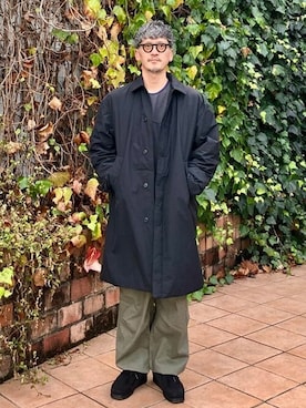 「撥水」｜「アイテム（ステンカラーコート）」を使った、B:MING by BEAMS MENさん（メンズ・172cm）の秋コーディネート