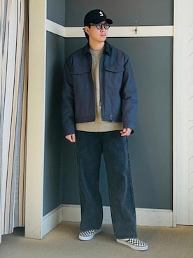 「UNIVERSAL OVERALL（ユニバーサルオーバーオール）のアイテム（ブルゾン）」を使った、B:MING by BEAMS MENさん（メンズ・178cm）の秋コーディネート