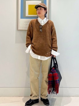 「B:MING by BEAMS（ビーミングバイビームス）のアイテム（ニット/セーター）」を使った、B:MING by BEAMS MENさん（レディース・165cm）の冬コーディネート