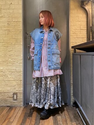 cs10 HYSTERIC GLAMOUR 紫 ヘビ柄 ベスト レディースM相当 HYSTERIC GLAMOUR（ヒステリックグラマー）の「HYSTERIC刺繍