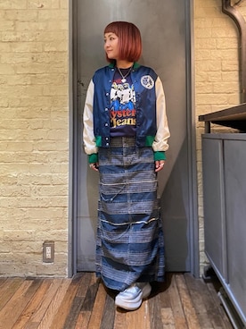 「ラフコーデ」｜「アイテム（スタジャン）」を使った、つぼねさん（レディース・153cm）の秋コーディネート