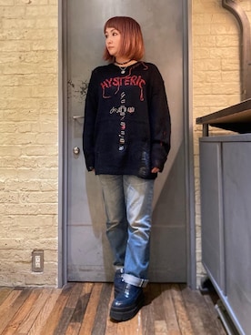 「HYSTERIC GLAMOUR（ヒステリックグラマー）のアイテム（チョーカー）」を使った、つぼねさん（レディース・153cm）の秋コーディネート