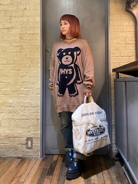 「HYSTERIC GLAMOUR（ヒステリックグラマー）のアイテム（チョーカー）」を使った、つぼねさん（レディース・153cm）の秋コーディネート