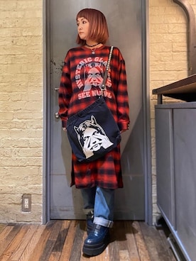 「HYSTERIC GLAMOUR（ヒステリックグラマー）のアイテム（チョーカー）」を使った、つぼねさん（レディース・153cm）の秋コーディネート