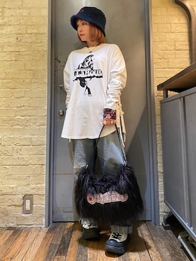 「HYSTERIC GLAMOUR（ヒステリックグラマー）のアイテム（チョーカー）」を使った、つぼねさん（レディース・153cm）の冬コーディネート