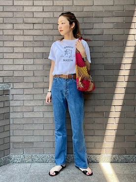 「フレアデニム」｜阿部さん（レディース・165cm）の春コーディネート