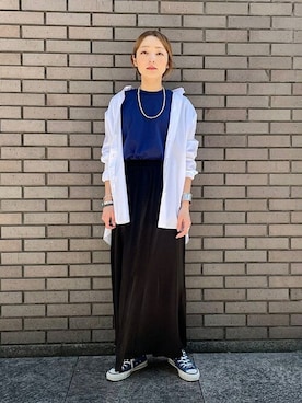 「ビッグシャツ」｜「アイテム（アクセサリー）」を使った、阿部さん（レディース・165cm）の夏コーディネート