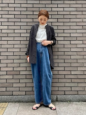 「ビッグシャツ」｜「アイテム（アクセサリー）」を使った、阿部さん（レディース・165cm）の夏コーディネート