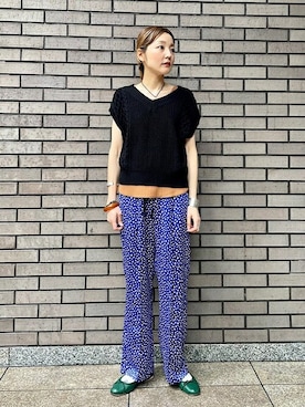 「HERMINAATHENS」｜阿部さん（レディース・165cm）の夏コーディネート