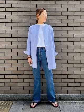 未使用✨ships primary navy label ノーカラーシャツ　長袖 未使用✨ships primary navy label ノーカラーシャツ 長袖