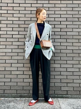 「チェックジャケット」｜「アイテム（その他アウター）」を使った、阿部さん（レディース・165cm）の秋コーディネート