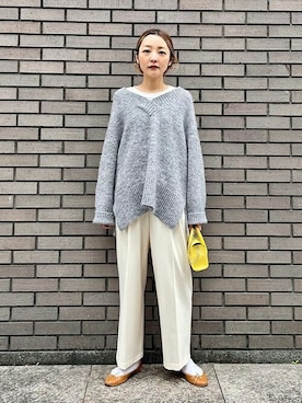 「Vネック」｜阿部さん（レディース・165cm）の冬コーディネート