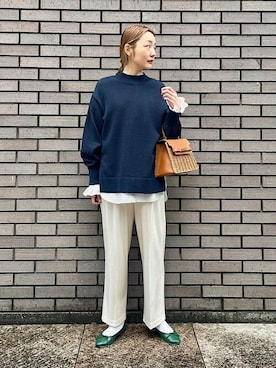 「ラタンバッグ」｜阿部さん（レディース・165cm）の冬コーディネート