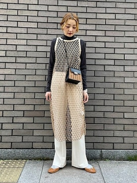 「ラタンバッグ」｜阿部さん（レディース・165cm）の冬コーディネート