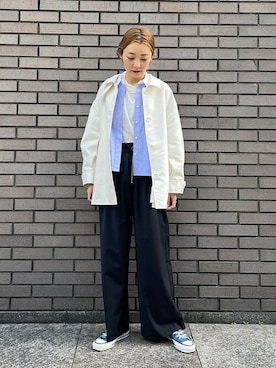 「アイテム（ステンカラーコート）」を使った、阿部さん（レディース・165cm）の春コーディネート
