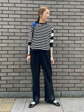 「アイテム（バックパック/リュック、ブルー系）」を使った、阿部さん（レディース・165cm）の春コーディネート