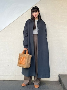 「メルトン」｜「アイテム（その他アウター）」を使った、安孫子さん（レディース・155cm）の秋コーディネート
