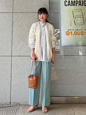 「SHIPS（シップス）のアイテム（ブルゾン）」を使った、安孫子さん（レディース・155cm）の春コーディネート