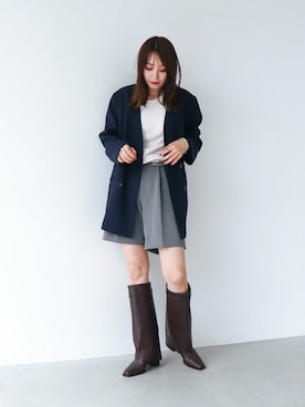 「EVOL(EVOL)」｜「アイテム（ブーツ）」を使った、千葉さん（レディース・162cm）の秋コーディネート