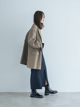 「EVOL（イーボル）のアイテム（ブーツ）」を使った、千葉さん（レディース・162cm）の秋コーディネート