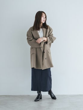 「EVOL（イーボル）のアイテム（ブーツ）」を使った、千葉さん（レディース・162cm）の秋コーディネート