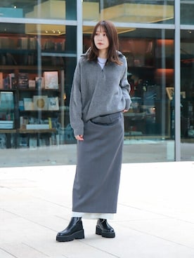 「EVOL（イーボル）のアイテム（ブーツ）」を使った、千葉さん（レディース・162cm）の秋コーディネート