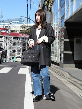 「EVOL（イーボル）のアイテム（バッグ）」を使った、千葉さん（レディース・162cm）の冬コーディネート