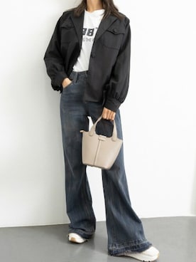 「Miniministore（ミニミニストア）のアイテム（パンツ）」を使った、Ada.さん（レディース・158cm）の秋コーディネート