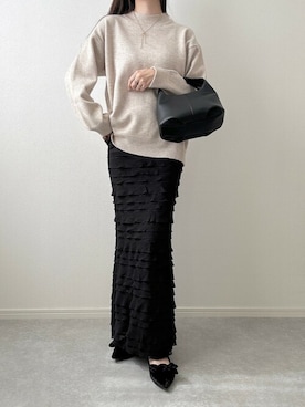 「kirakiraShop（キラキラショップ）の【累計販売数9万点突破の大ヒットニット】オーバーサイズ ミックスカラーニット（ニット/セーター）」を使った、Ada.さん（レディース・161cm）の秋コーディネート