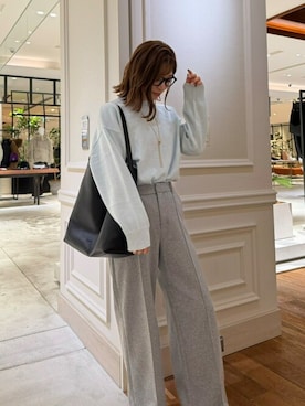 「kirakiraShop（キラキラショップ）の【累計販売数9万点突破の大ヒットニット】オーバーサイズ ミックスカラーニット（ニット/セーター）」を使った、Ada.さん（レディース・159cm）の秋コーディネート