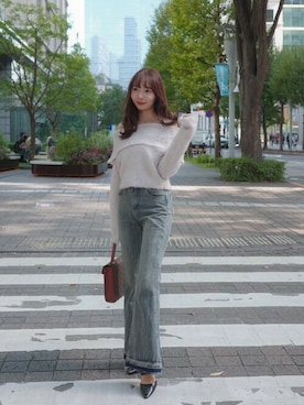 「Miniministore（ミニミニストア）のアイテム（パンツ）」を使った、Ada.さん（レディース・158cm）の秋コーディネート