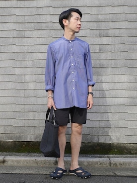 「IKE BEHAR（アイクベーハー）のアイテム」を使った、野間さん（メンズ・164cm）の夏コーディネート