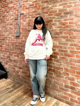 「HYSTERIC GLAMOUR（ヒステリックグラマー）の【26～28cm】サイドジップ ハイカットスニーカー（スニーカー）」を使った、mtkさん（レディース・159cm）の冬コーディネート