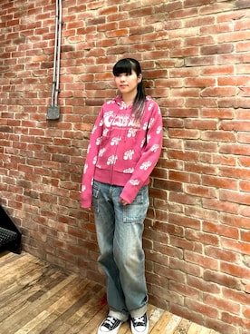 「HYSTERIC GLAMOUR（ヒステリックグラマー）の【26～28cm】サイドジップ ハイカットスニーカー（スニーカー）」を使った、mtkさん（レディース・159cm）の冬コーディネート