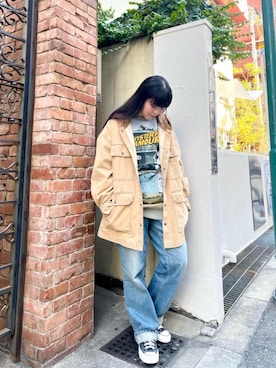 「HYSTERIC GLAMOUR（ヒステリックグラマー）の【26～28cm】サイドジップ ハイカットスニーカー（スニーカー）」を使った、mtkさん（レディース・159cm）の冬コーディネート