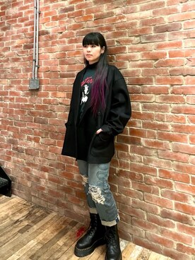 「HYSTERIC GLAMOUR（ヒステリックグラマー）のアイテム（その他アウター）」を使った、mtkさん（レディース・159cm）の冬コーディネート