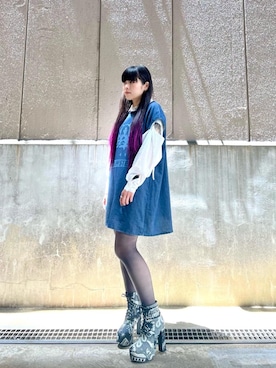 「シャツ 」｜「アイテム（ワンピース/ドレス）」を使った、mtkさん（レディース・159cm）の春コーディネート