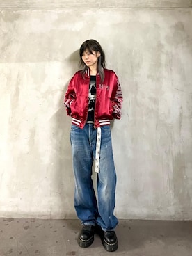 「アイテム（スタジャン）」を使った、mtkさん（レディース・159cm）の秋コーディネート