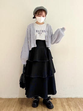 「仙台」｜「アイテム（ハンチング/ベレー帽）」を使った、みいぴさん（レディース・153cm）の秋コーディネート