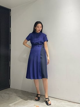 「スカートコーデ」｜「アイテム（シャツワンピース）」を使った、TOMOMIさん（レディース・168cm）の春コーディネート