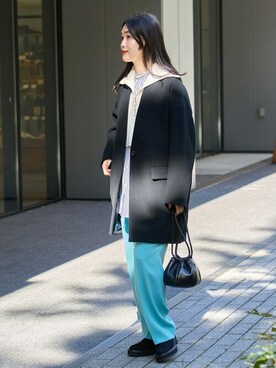 「journal standard L'essage（ジャーナルスタンダードレサージュ）のアイテム（ノーカラーコート）」を使った、AYAKOさん（レディース・165cm）の冬コーディネート