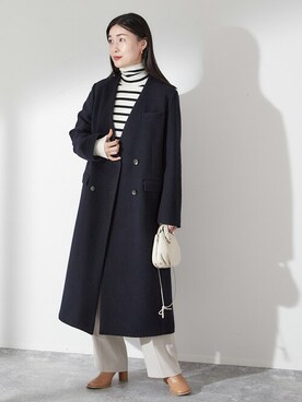 「journal standard L'essage（ジャーナルスタンダードレサージュ）のアイテム（ノーカラーコート）」を使った、AYAKOさん（レディース・165cm）の秋コーディネート